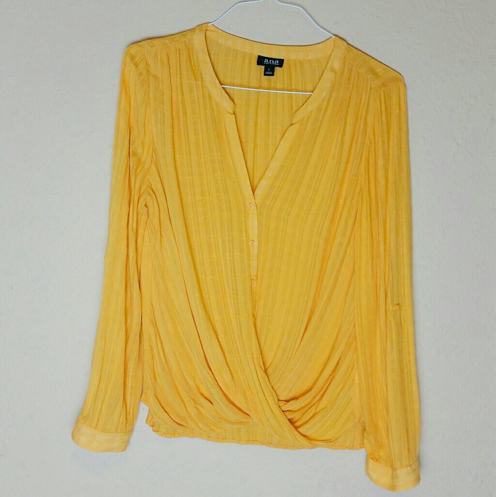 A.n.a Mustard Long-Sleeve Blouse Size Medium